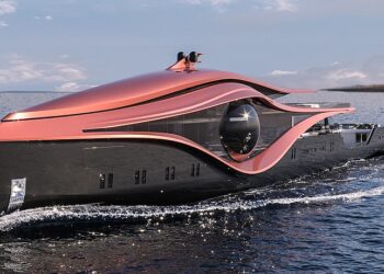 Pictured: The £480m superyacht inspired by a BLACK HOLE that features a massive glass viewing dome